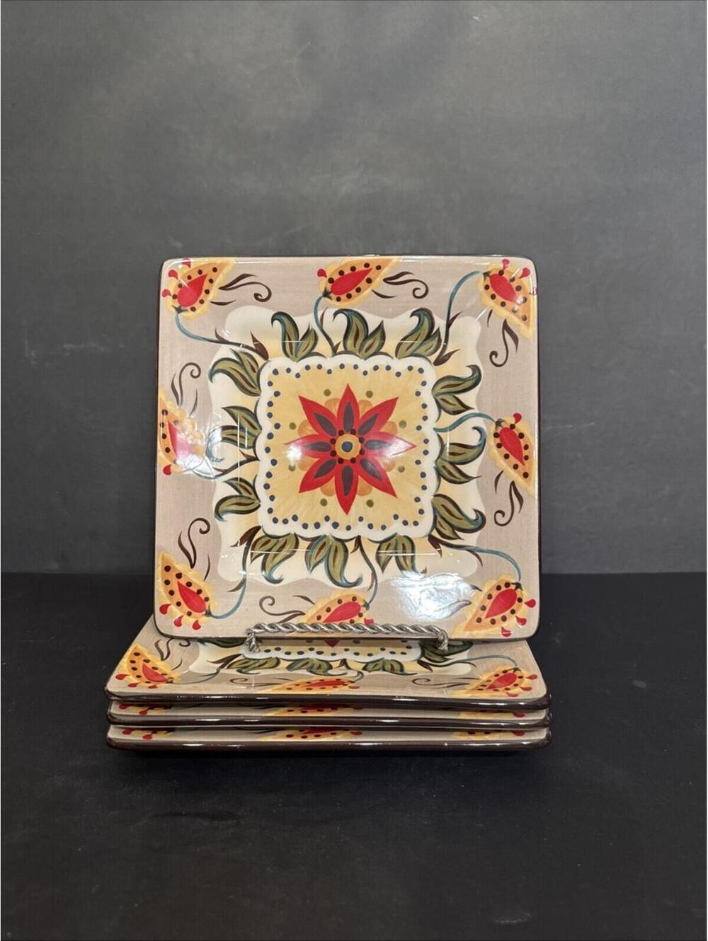 Set Of 4 Tabletops Gallery Misto ODESSA 8 1/8” Square Salad Luncheon Plates